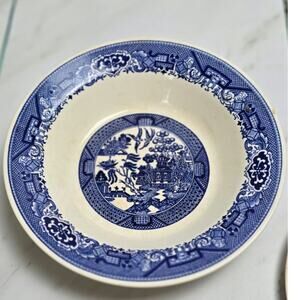 Willow WARE Royal China 9 inch bowl some yellowing see photos flea bite on back